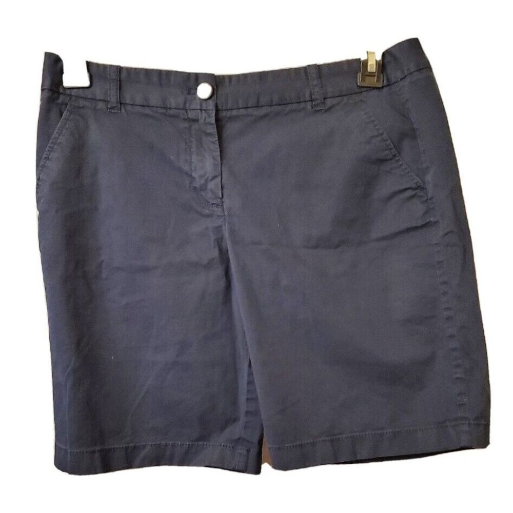 J.Crew Women's Size 6 Button-up Navy Blue Bermuda Shorts Belt Loops Pockets